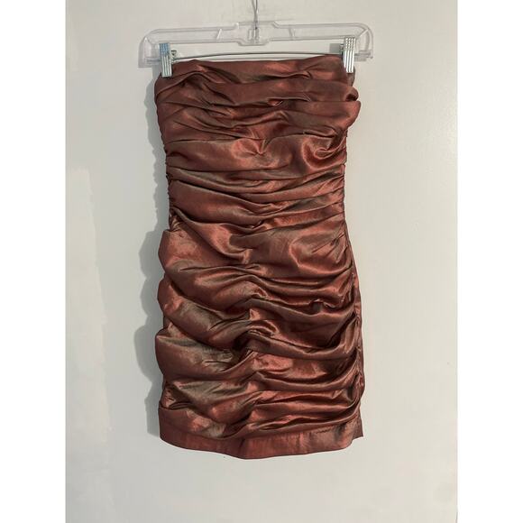 Jessica McClintock mini dress women’s size 4 red metallic vintage strapless y2k - Picture 1 of 4